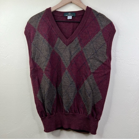 Jack Henry 100% Virgin Wool Argyle Mens Vest Size XL - Picture 3 of 9
